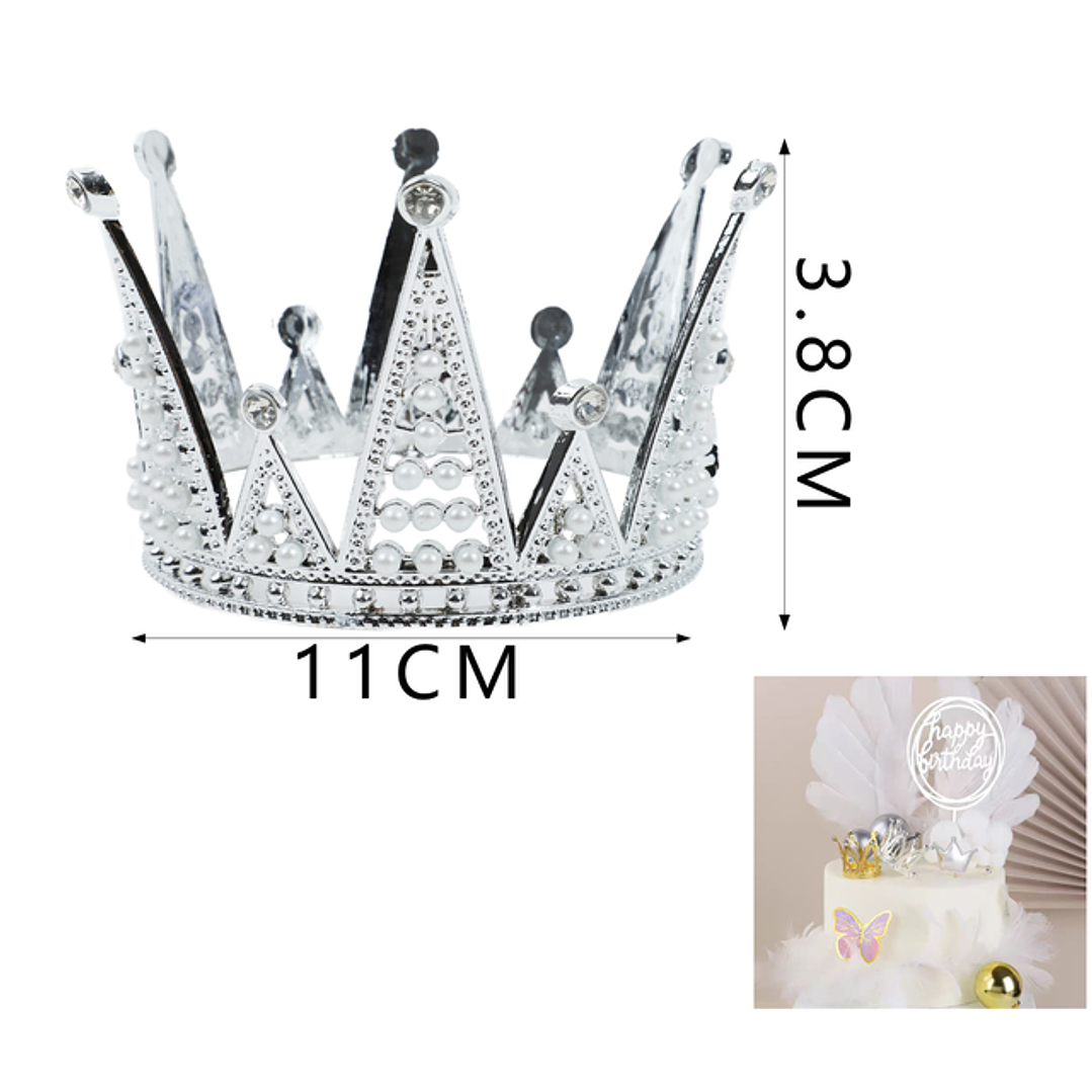 Decorativo Corona Perla Triangulo Plateado 1