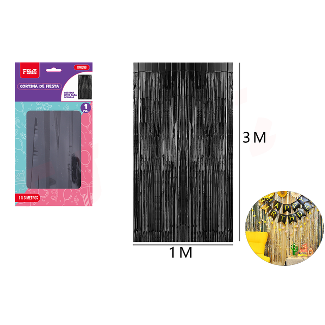 Cortina Negro 1*3M 1