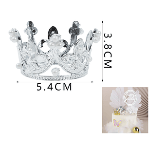Decorativo Corona Perla Plateado