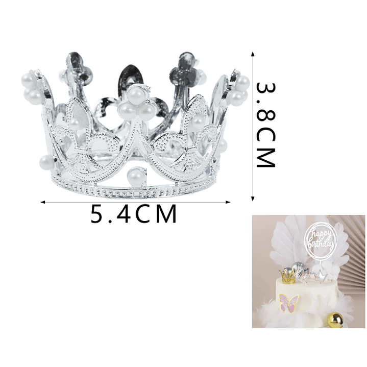 Decorativo Corona Perla Plateado 1