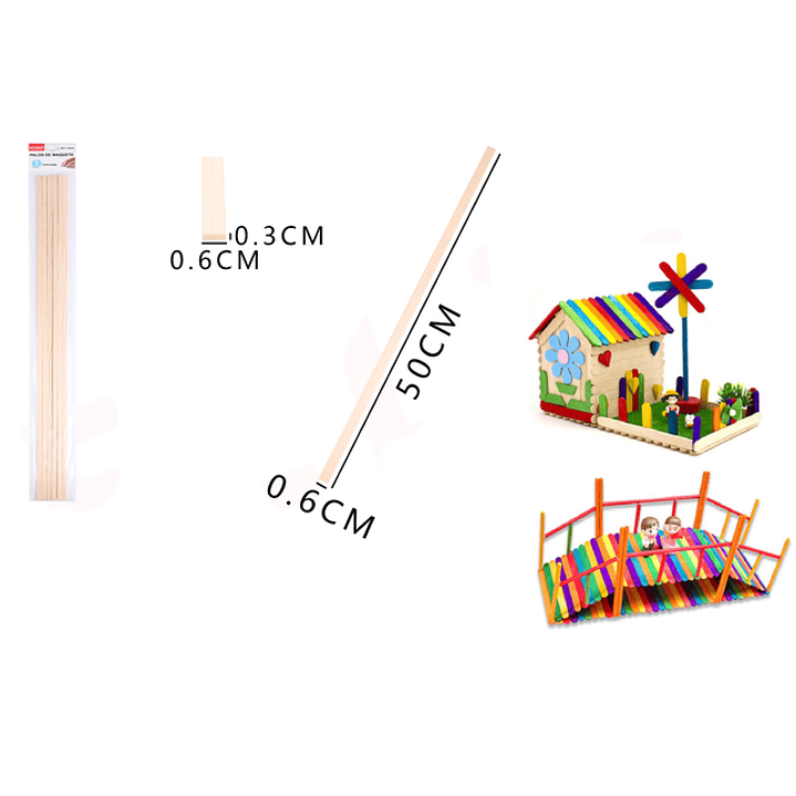 Palos De Maqueta 50*0.6*0.3Cm 6Pcs 1