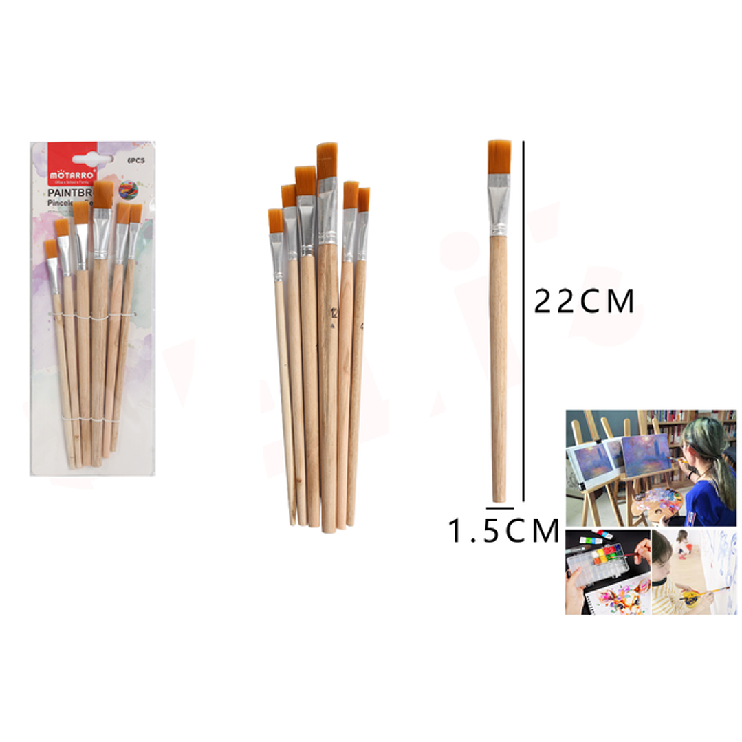 Set Pinceles 22*1.5Cm 6Pcs 1