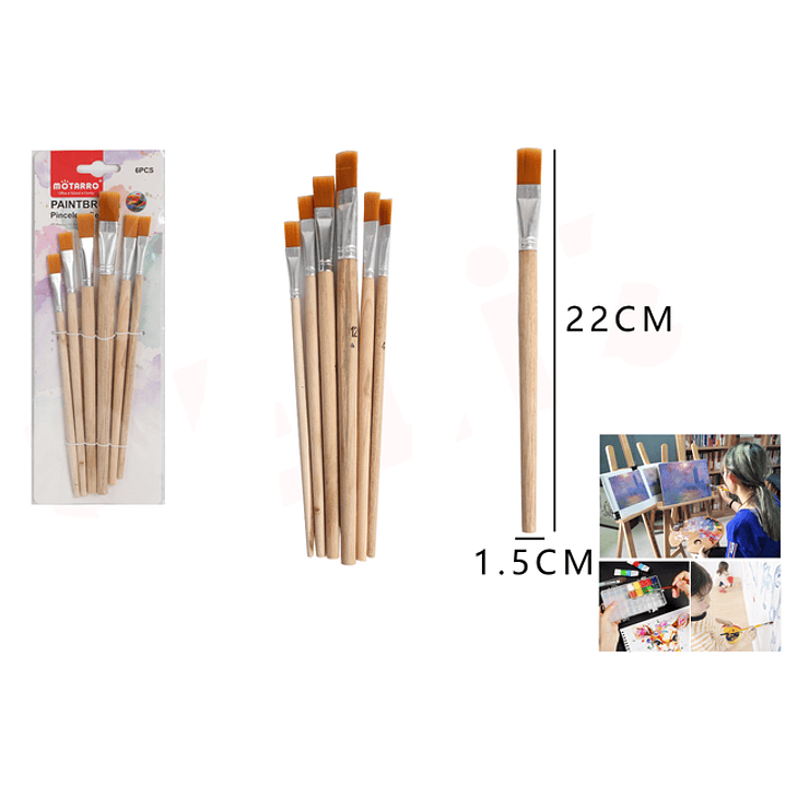 Set Pinceles 22*1.5Cm 6Pcs 1
