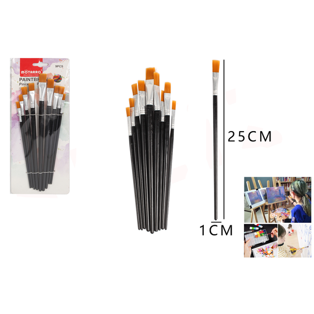 Set Pinceles 25*1Cm 9Pcs 1