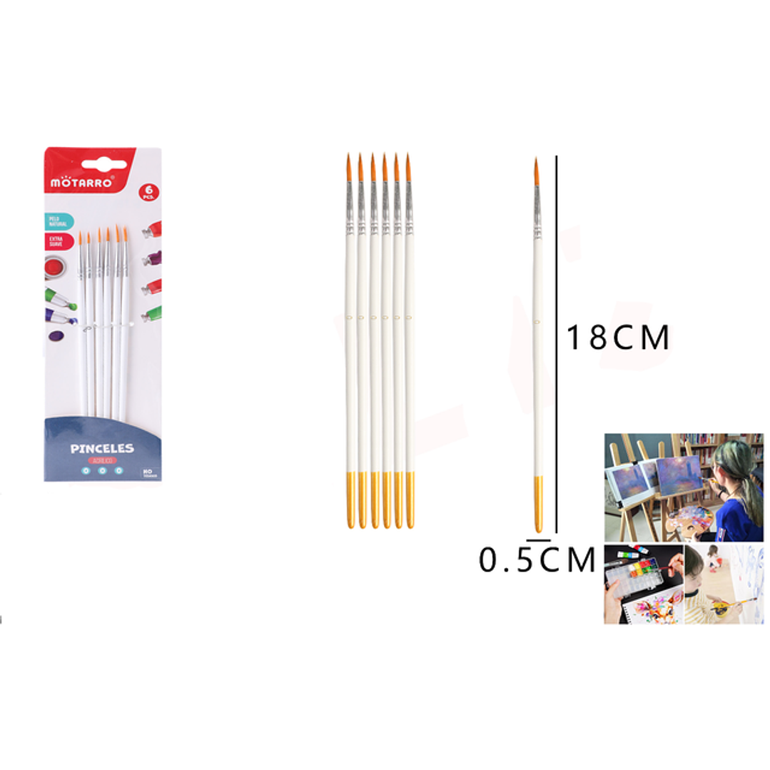 Set Pinceles 18Cm 6Pcs 0# 1