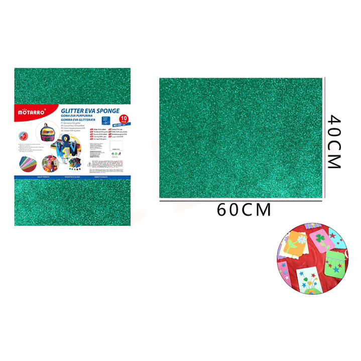 Goma Eva Glitter Verde Oscuro 40*60Cm 1
