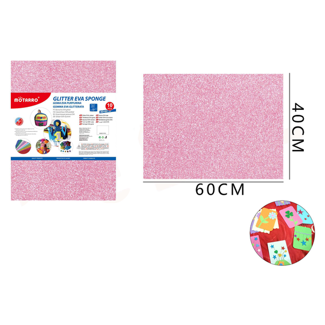 Goma Eva Glitter Rosado Claro 40*60Cm 1