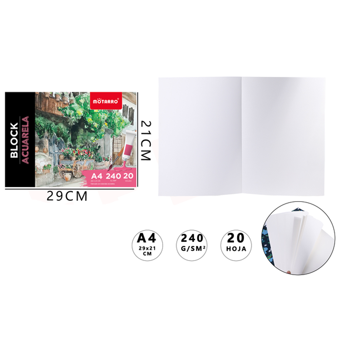 Block De Aguarela 240G 29x21Cm A4 1