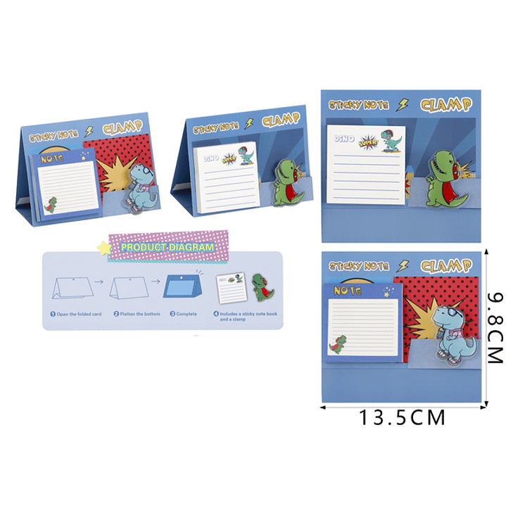 Set Notas Adhesivas Colocado Dinosaurio  1