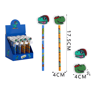 Lapices Grafito Novedad C/Goma Dinosaurio 