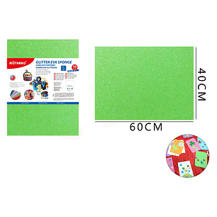 Goma Eva Glitter Verde Claro 40X60Cm