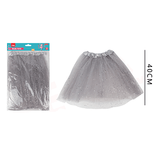 Falda Tutu Plateado 40Cm