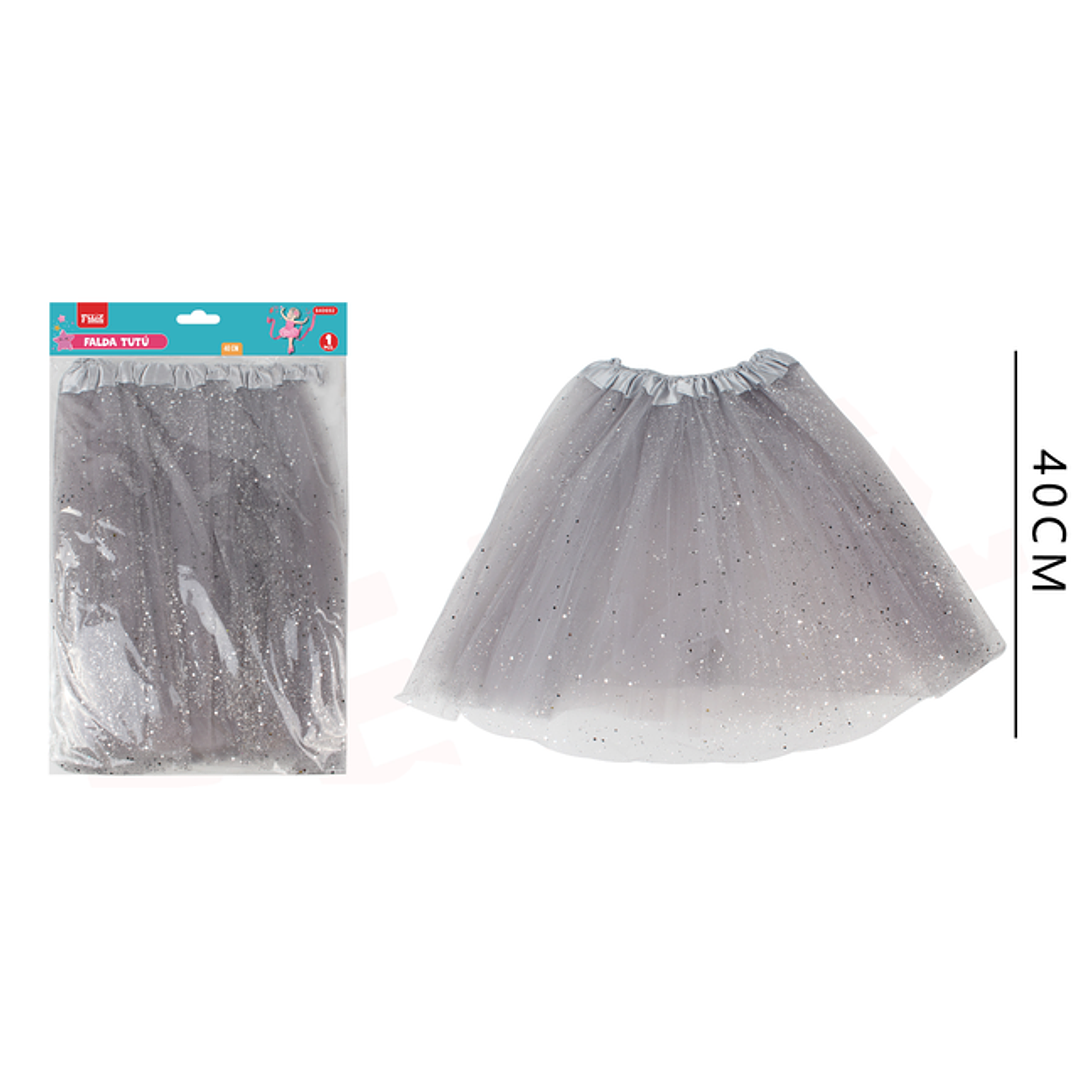 Falda Tutu Plateado 40Cm 1