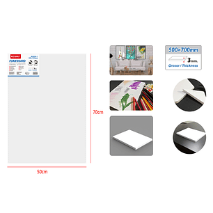 Tablero Espuma Adhesiva Blanco 50x70cm