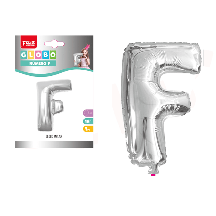 Globo Metalizado Plata Letra F 1