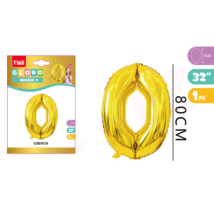 Globo Metalizado Mylar Dorado 0 80Cm 1