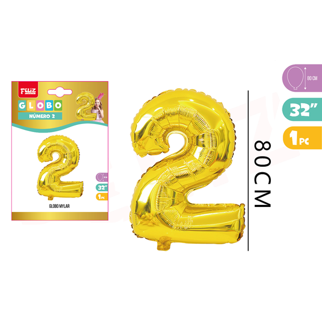 Globo Metalizado Mylar Dorado 2 80Cm 1
