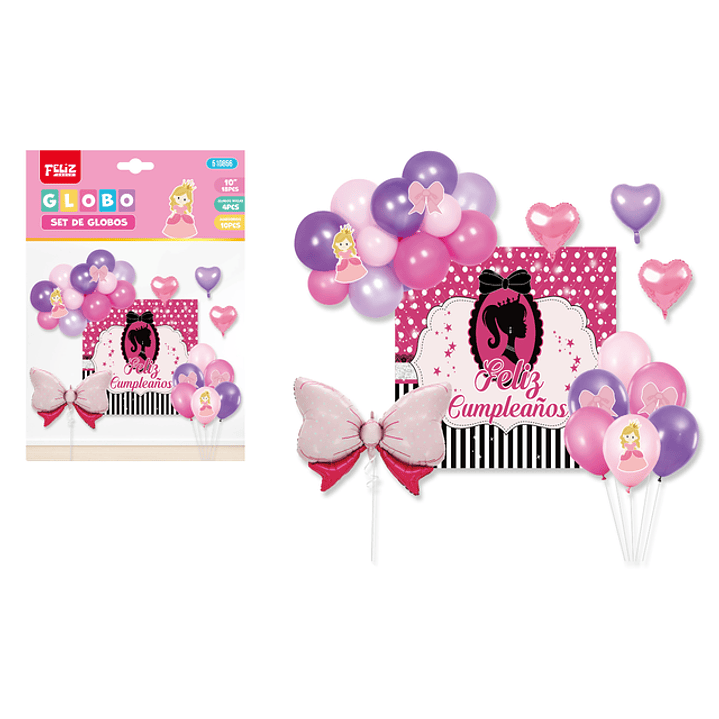Set De Globos Feliz Cumple Barbie 1