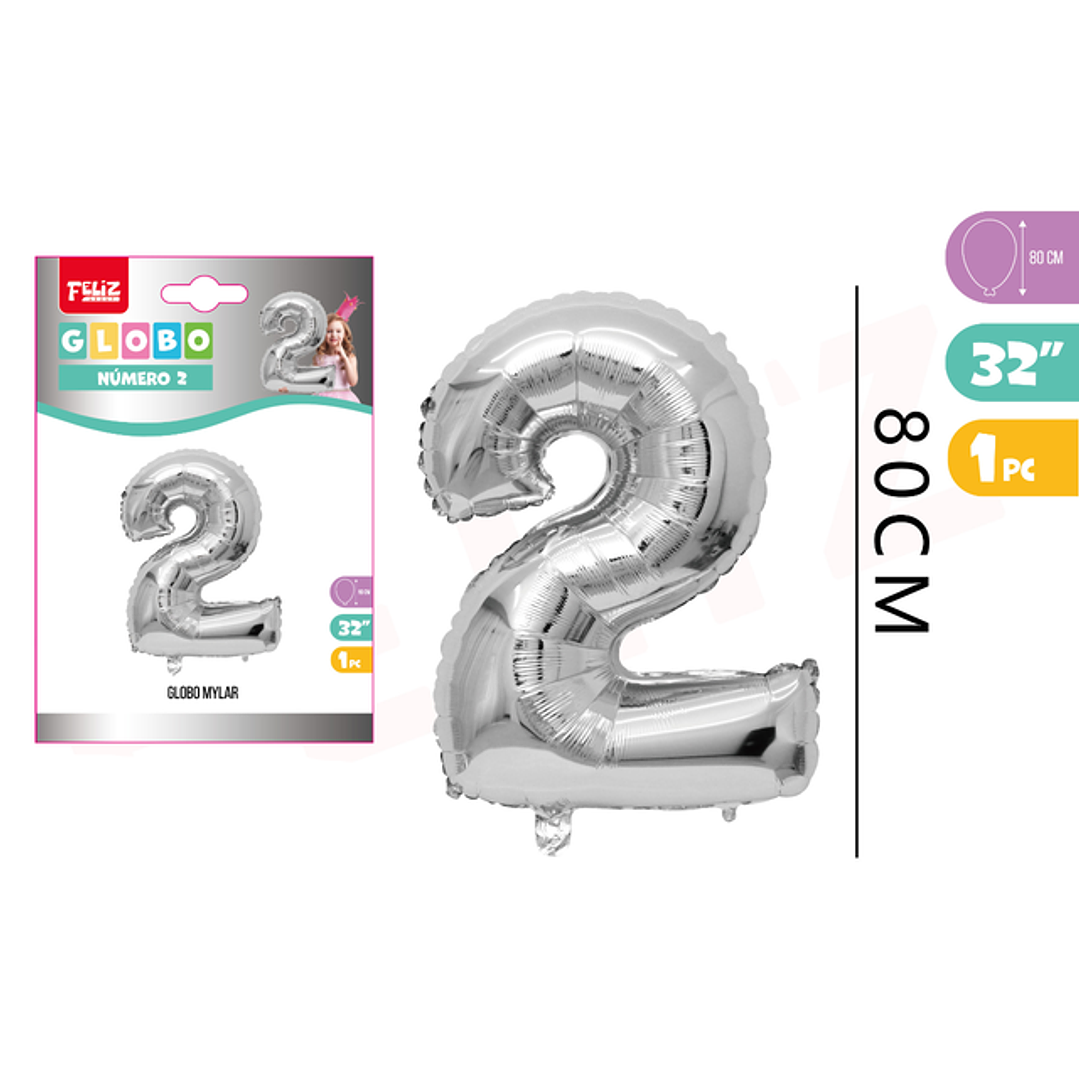 Globo Metalizado Mylar Plateado 2 80Cm 1