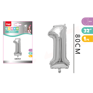 Globo Metalizado Mylar Plateado 1 80Cm