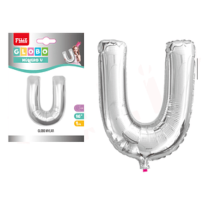 Globo Metalizado Plata Letra U