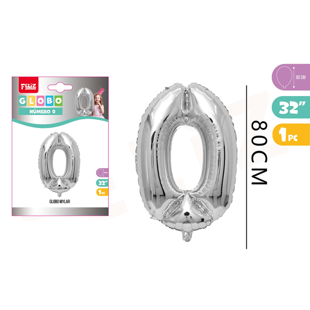 Globo Metalizado Mylar Plateado 0 80Cm 1