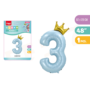 Globo Aluminio 3 Azul 82X129Cm