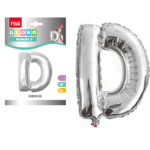 Globo Metalizado Plata Letra D