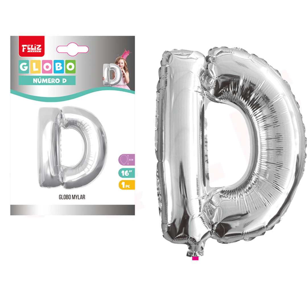 Globo Metalizado Plata Letra D 1