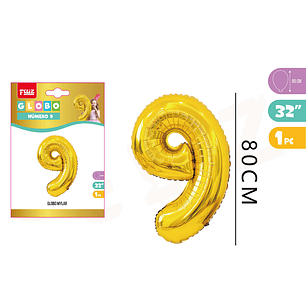 Globo Metalizado Mylar Dorado 9 80Cm