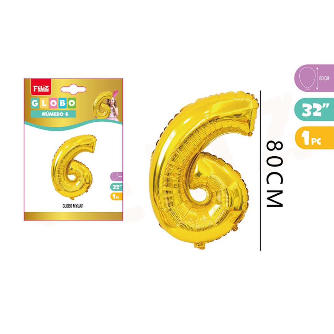 Globo Metalizado Mylar Dorado 6 80Cm 1