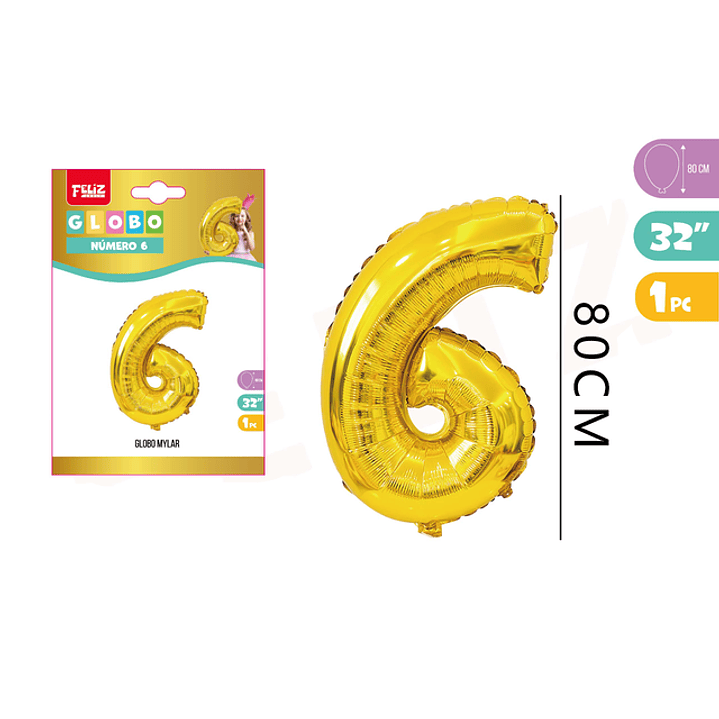 Globo Metalizado Mylar Dorado 6 80Cm 1