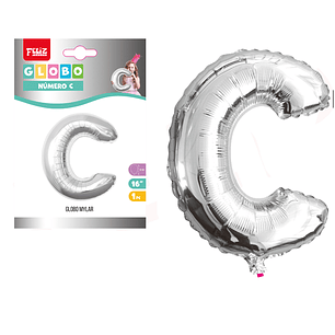 Globo Metalizado Plata Letra C