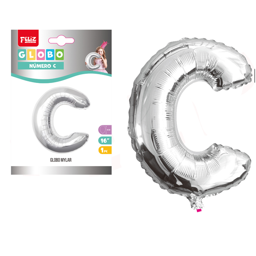 Globo Metalizado Plata Letra C 1