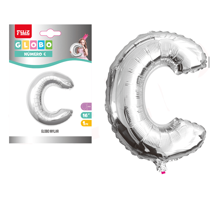Globo Metalizado Plata Letra C 1