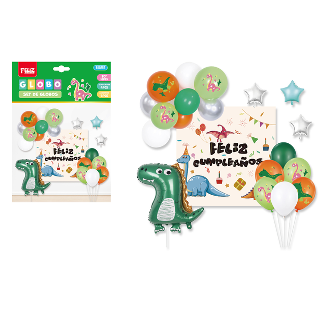 Set De Globos Feliz Cumple Dinosaurio 1