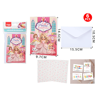 Set De Tarjeta Invitación Feliz Cumple Princesa