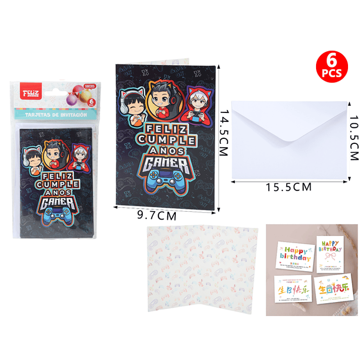 Set De Tarjeta Invitación Feliz Cumple Consola Juego 1