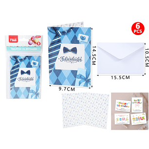 Set De Tarjeta Invitación Felicidades Hombre