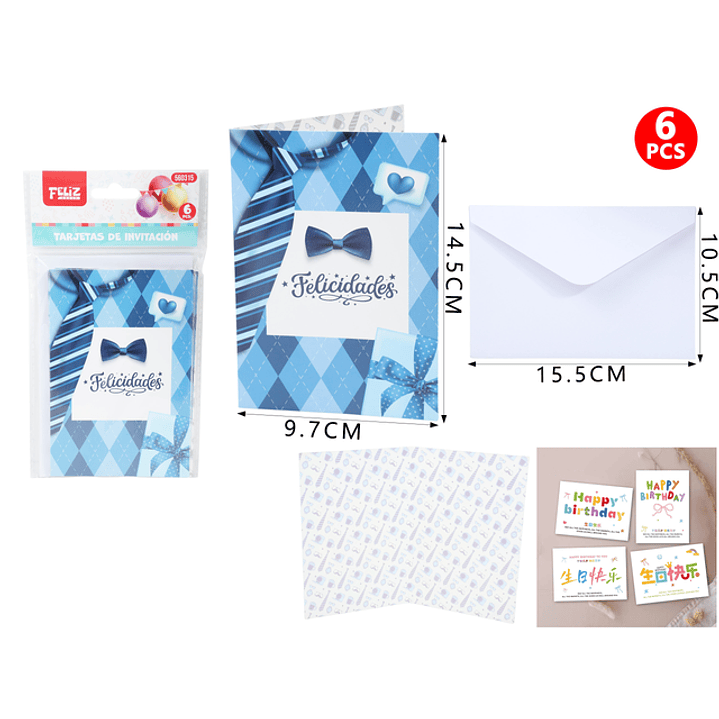 Set De Tarjeta Invitación Felicidades Hombre 1