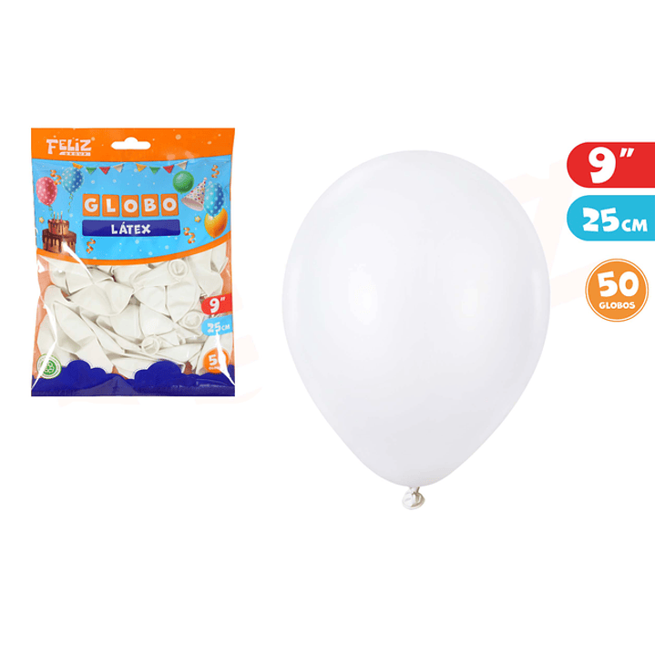 Globos Mate Blanco 25Cm 50Pcs 1