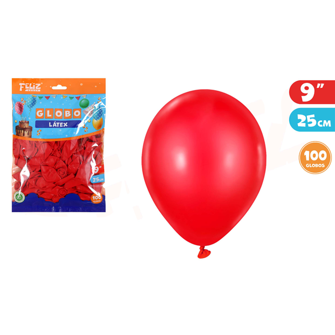Globos Mate Rojo 25Cm 100Pcs 1