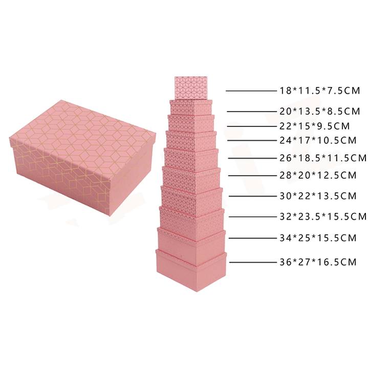 Pack De Cajas Rosado Dorado 1