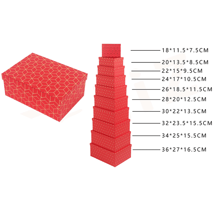Pack De Cajas Rojo Dorado 1