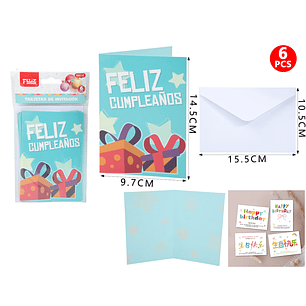 Set De Tarjeta Invitación Feliz Cumple