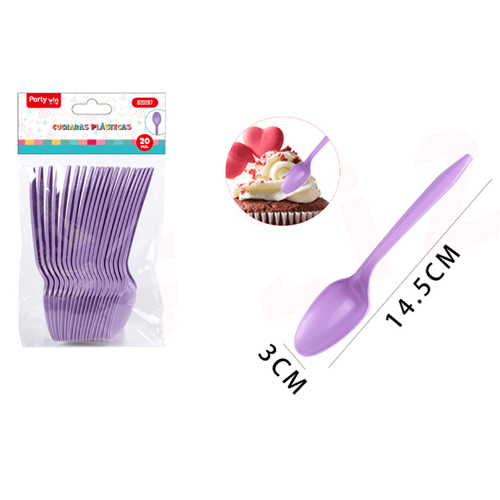 Cucharas Plastico Violeta 20Pcs 1