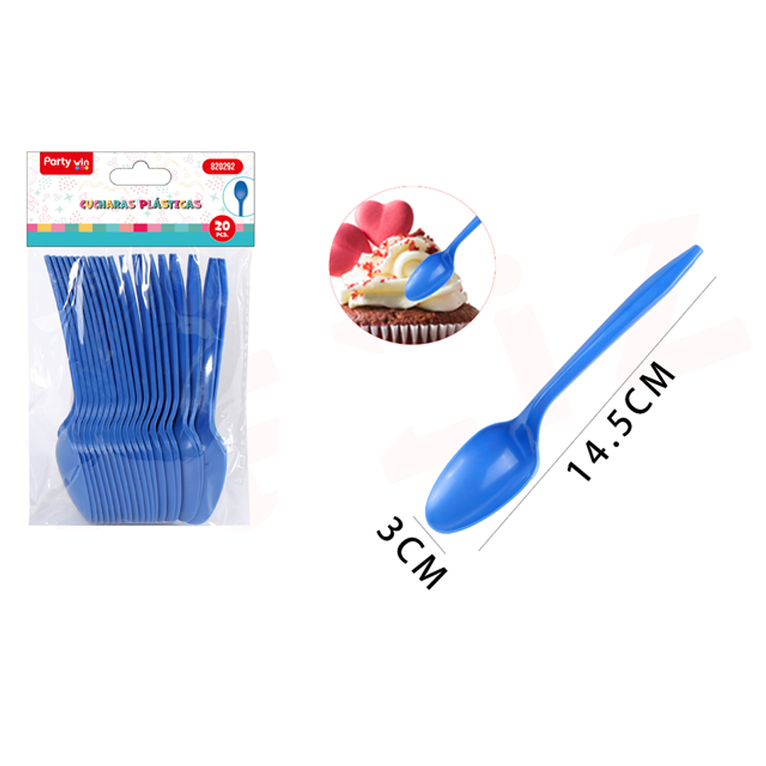 Cucharas Plastico Azul Real 20Pcs 1