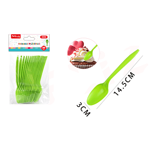 Cucharas Plastico Verde 20Pcs