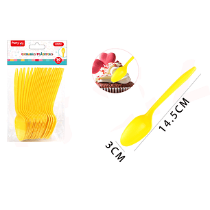 Cucharas Plastico Amarillo 20Pcs