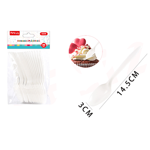 Cucharas Plastico Blanco 20Pcs